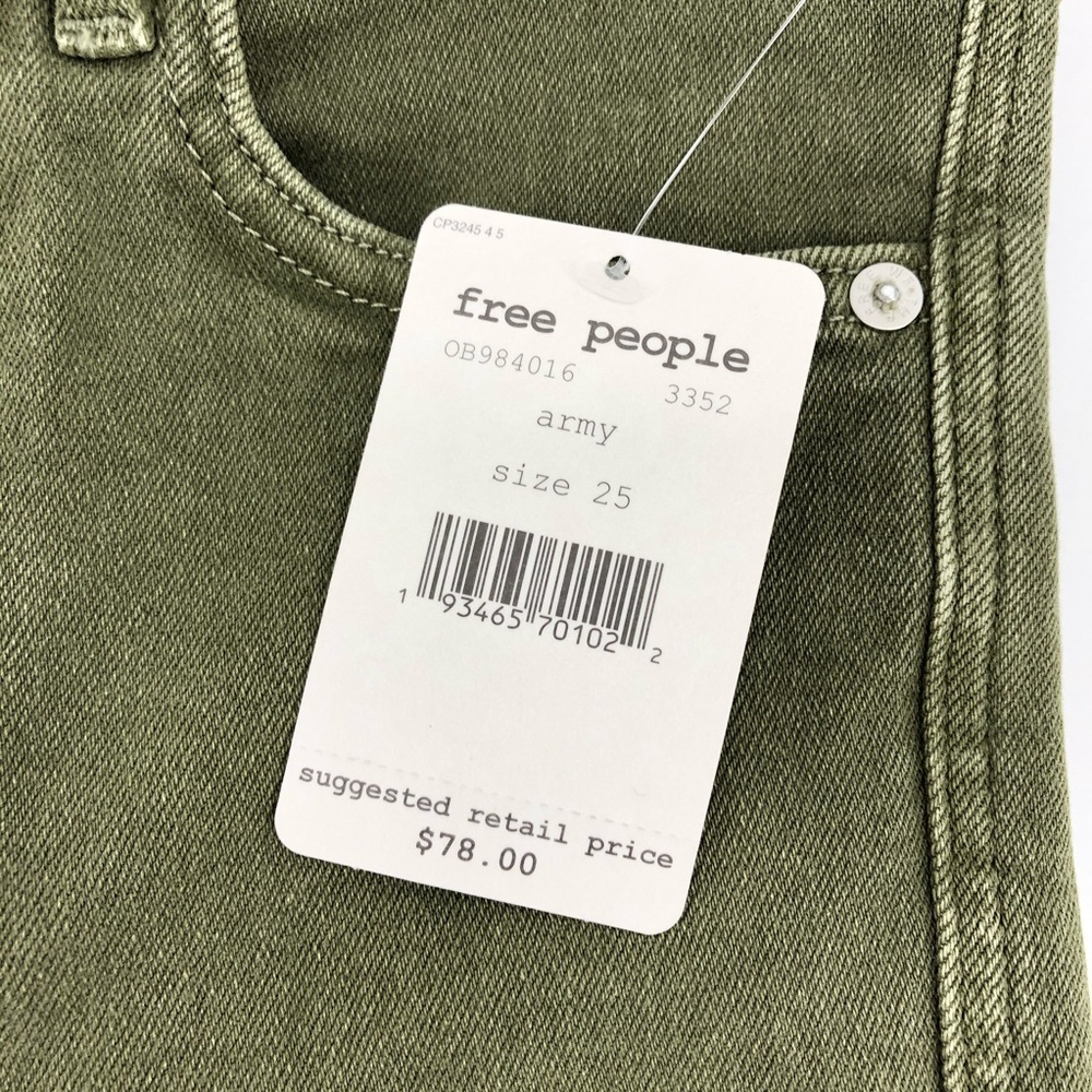 Free People Green High Rise Frayed Hem Jeggings - Picture 4 of 7